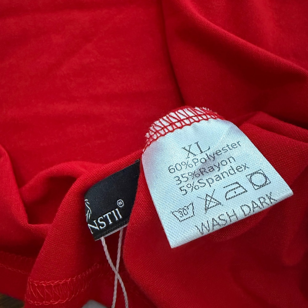 Romanstii Women’s Casual V-Neck Loose Puff Long Sleeve Tunic Top Red XL NWT - Picture 8 of 11